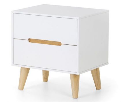 Alicia 2 Drawer Bedside - White / Oak Effect