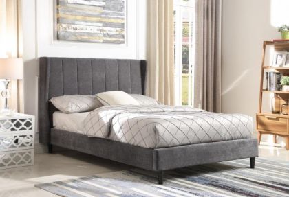 Grey upholstered deals double bed