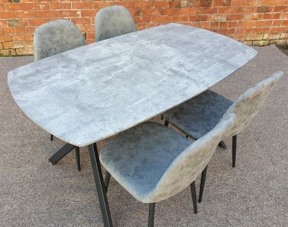 Athens Dining Set - Concrete Effect / Black