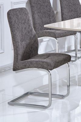 Belarus Patterned PU Chrome Chair (Sold in 2s)