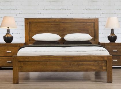 California Solid Acacia Double Bed 4ft 6in - Rustic Oak