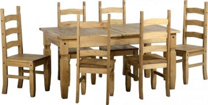 Corona Extending Dining Set (1+8) - Distressed Waxed Pine