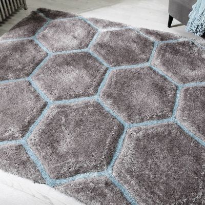 Honeycomb Rug 160x230 - Duck Egg