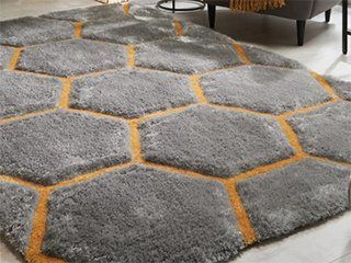 Honeycomb Rug 80x150 - Grey / Ochre