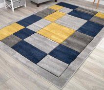 Hudson Blocks Rug 160 x 230 - Navy / Gold