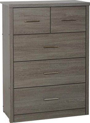 Lisbon 3+2 Drawer Chest - Black Wood Grain