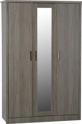 Lisbon 3 Door Wardrobe - Black Wood Grain