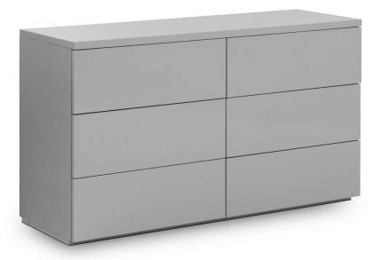 Monaco 6 Drawer Wide Chest - Grey Gloss