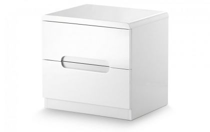 Manhattan High Gloss 2 Drawer Bedside - White