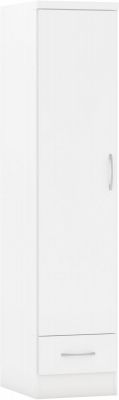 Nevada 1 Door 1 Drawer Wardrobe - White Gloss