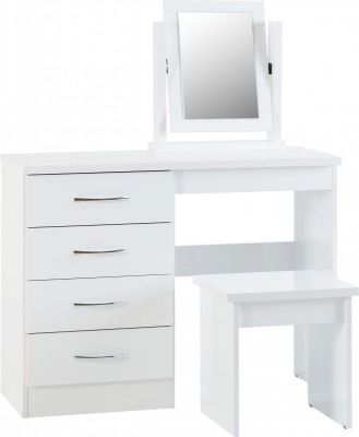 Nevada 4 Drawer Dressing Table SET - White Gloss