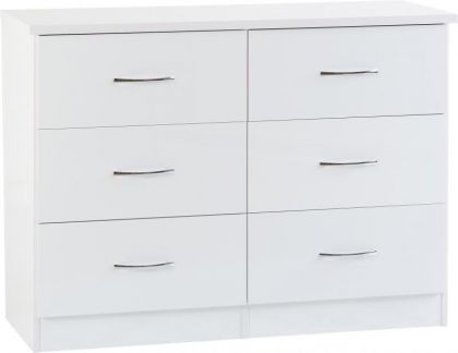 Nevada 6 Drawer Chest - White Gloss