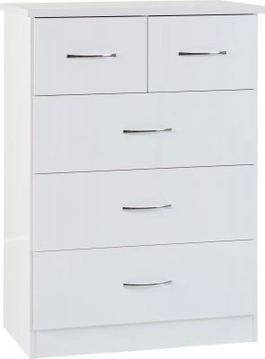 Nevada 3+2 Drawer Chest - White Gloss