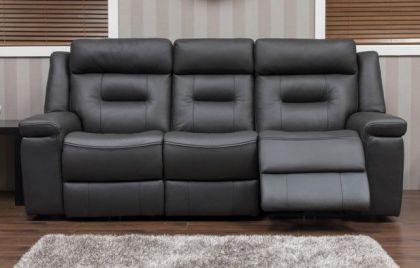 Osbourne Leather Recliner Suite 3+2+1 - Dark Grey