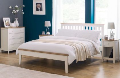 Salerno Oak Shaker Double Bed 4ft 6in - Ivory / Oak