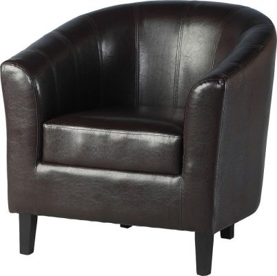 brown faux leather tub sofa