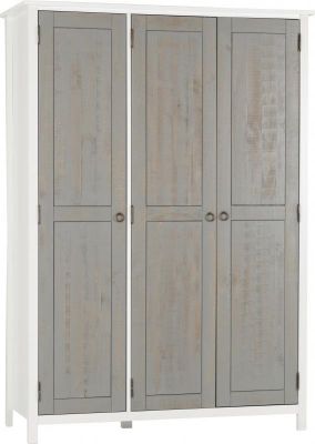 Vermont 3 Door Wardrobe - White / Grey