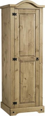 Corona 1 Door Wardrobe - Distressed Waxed Pine