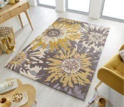 Zest Floral Rug 160x230 - Grey / Ochre