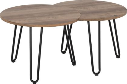 Athens Duo Coffee Table Set - Medium Oak Effect/Black