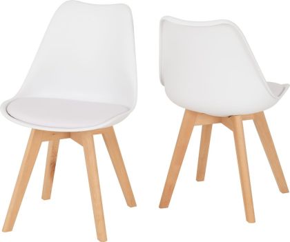 BENDAL DINING CHAIR - BEECH/WHITE FAUX LEATHER