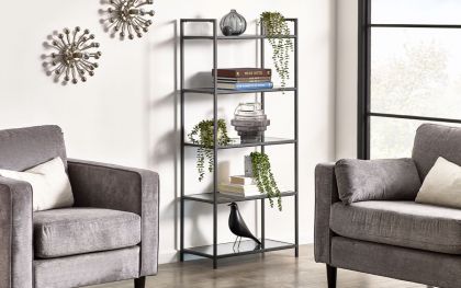 Chicago Tall Bookcase - Smoked Glass