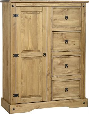 Corona 1 Door 4 Drawer Low Wardrobe