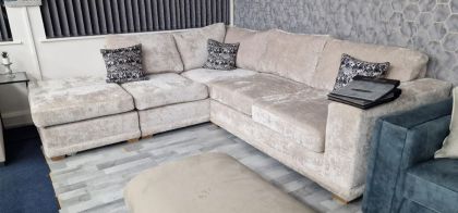 Deluxxey Fabric RHF Sofa - Oslo Latte