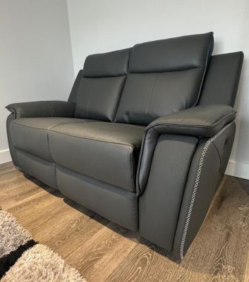 Infiniti Leather 2 Seater Recliner Sofa - Dark Grey