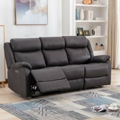 Lara Fabric Suite 3 Seater with Dropdown Tray + 2 Seater  - Slate