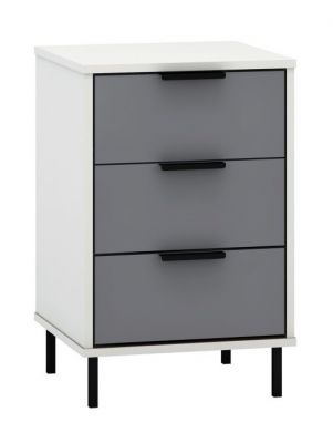 Madrid 3 Drawer Bedside - Grey/White Gloss