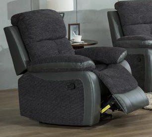 Manse Fabric 1 Seater Recliner Sofa Grey / Black - Limited Warranty 3 Monthsy