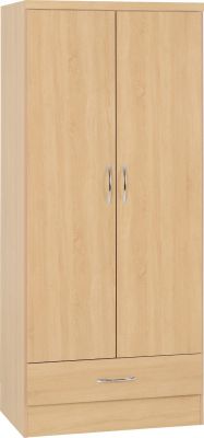 Nevada 2 Door 1 Drawer Wardrobe - Sonoma Oak Effect