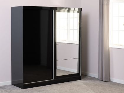 Nevada 2 Door Sliding Wardrobe - Black Gloss