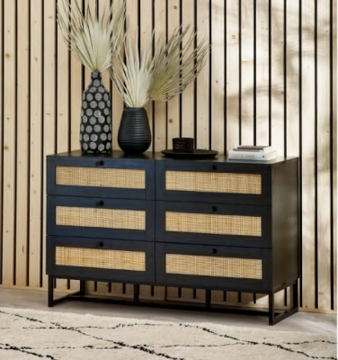 Padstow 6 Drawer Chest - Black