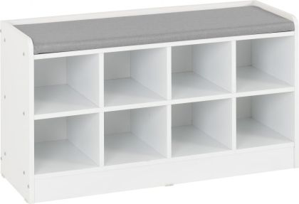 Portland Shoe Bench - White/Steel Fabric