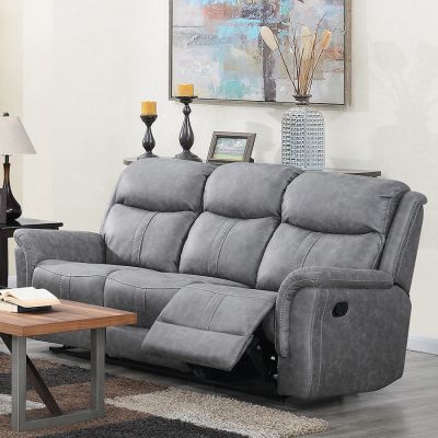 Portland Fabric Recliner 3 Seater Sofa - Silver Grey