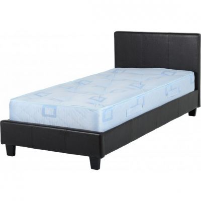 Prado 3' Faux Leather Bed - Black