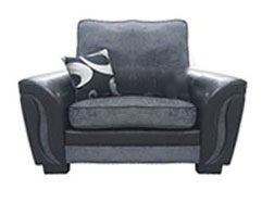 Rio Fabric Fixed 1 Seater Sofa - Grey / Black