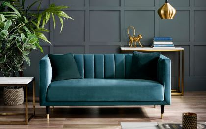 Salma Scalloped Back 2 Seater Sofa - Teal