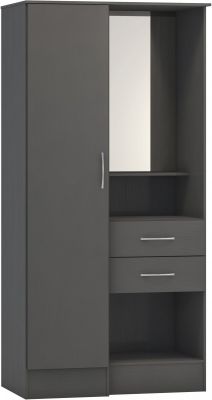 Nevada Vanity 1 Door Wardrobe - 3D Effect Grey