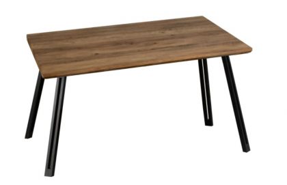 Quebec Straight Edge Dining Table - Medium Oak Effect/Black