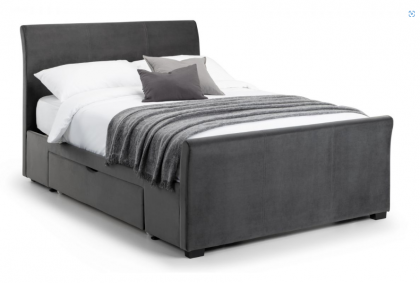 Capri Fabric Kingsize Bed 150cm with Drawers -  Dark Grey Velvet 