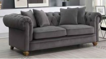 Elba Fabric 3 Seater Sofa - Grey