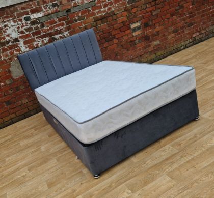 Dolce Fabric Small Double Divan Set 4ft Grey - (Divan Base + HeadBoard + Mattress)