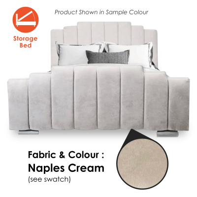 Salamanca Fabric Ottoman Double Bed 4ft 6in - Naples Cream