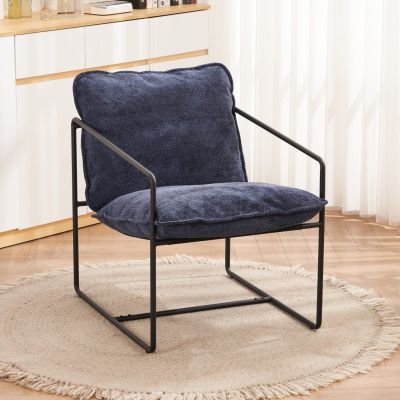 Tivoli Fabric Occasional Chair - Black Metal/Blue 