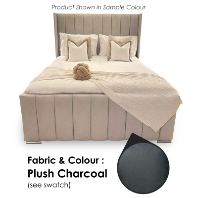 Zaragoza Fabric Double Bed 4ft 6in - Plush Charcoal