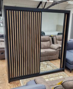 Kiara Sliding Wardrobe 203cm - Black + Oak