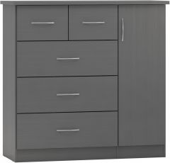 Nevada 5 Drawer Low Wardrobe - 3D Effect Grey